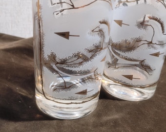 Vintage Fred Press Horse and Archer Highball Glasses. Set of 2.