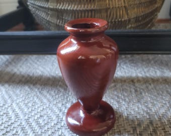 Vintage Spanish Hand-Turned Wood Bud Vase – Artesanía de Guipúzcoa Basque Art, Mid-Century Baluster Urn Vase