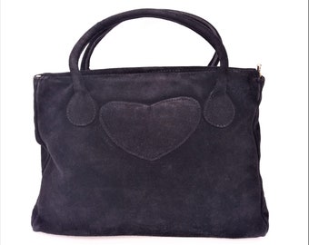 SONIA RYKIEL vintage black suede black heart handbag