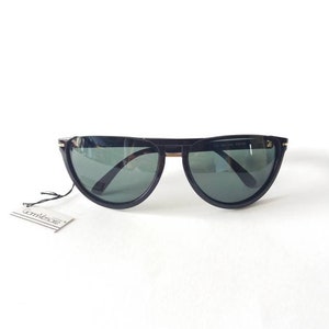 GIANNI VERSACE vintage 90s cat eye black sunglasses / rare deadstock half moon unisex image 1