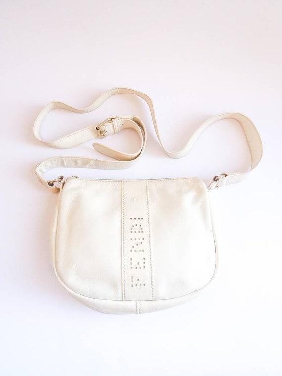 FENDI rare vintage white leather crossbody bag FF