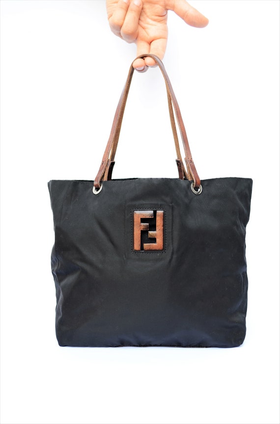 FENDI vintage black nylon 90s shopper 