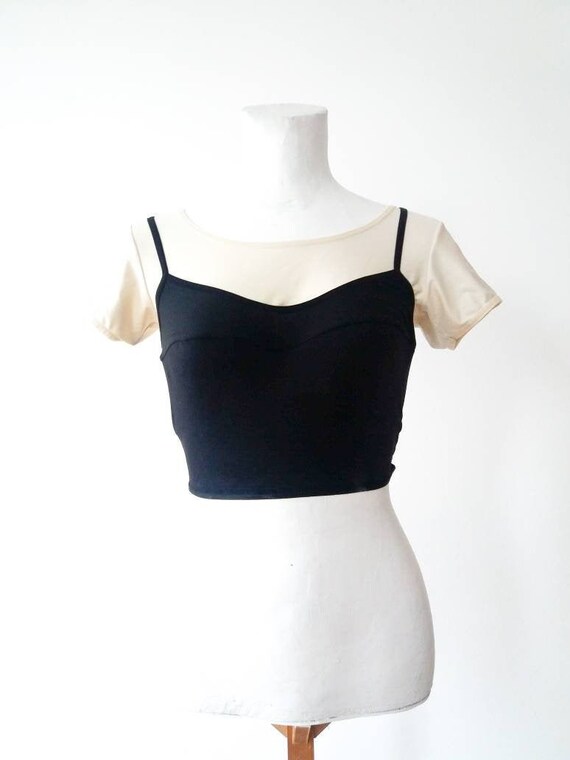 Vintage CACHAREL black and white crop top
