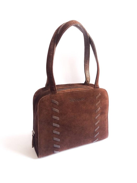 YSL Yves Saint Laurent chocolate brown suede handb