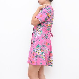 Vintage pink floral summer 90s mini dress image 3