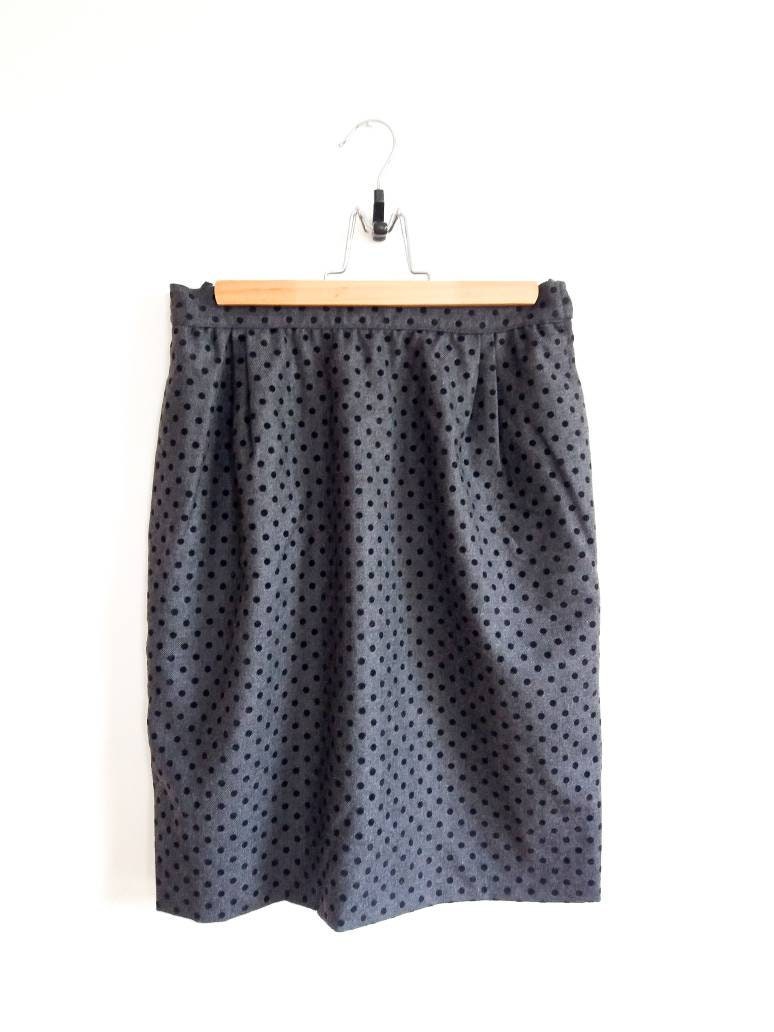 VALENTINO Vintage Grey Mini Skirt Black Dots // Valentino - Etsy