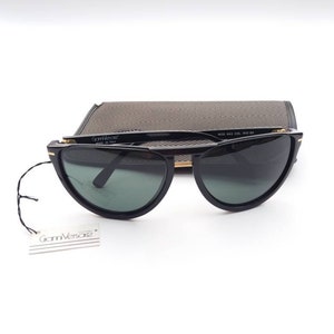 GIANNI VERSACE vintage 90s cat eye black sunglasses / rare deadstock half moon unisex image 5