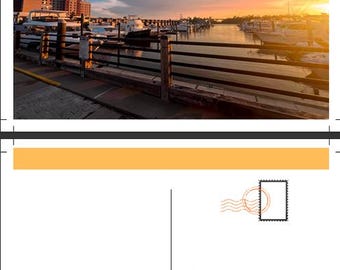 Golden Hour at the Marina Postcard Postcard Printable | 7×5 and 6×4 Horizontal | PatAndDotPaperCo