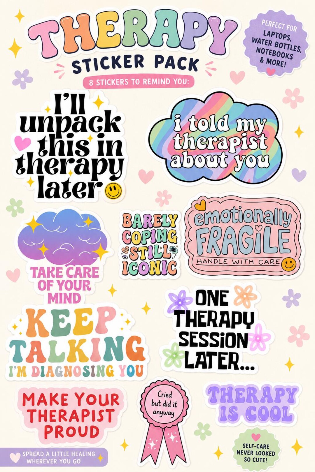 Therapist Sticker Therapy Mental Health Sticker Pack - Etsy