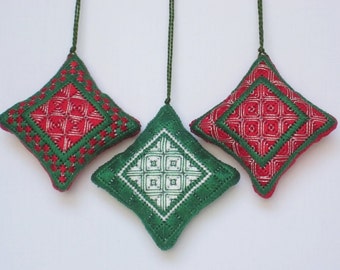 Canvas work Christmas ornament, digital embroidery pattern, needlepoint, DIY holiday ornament