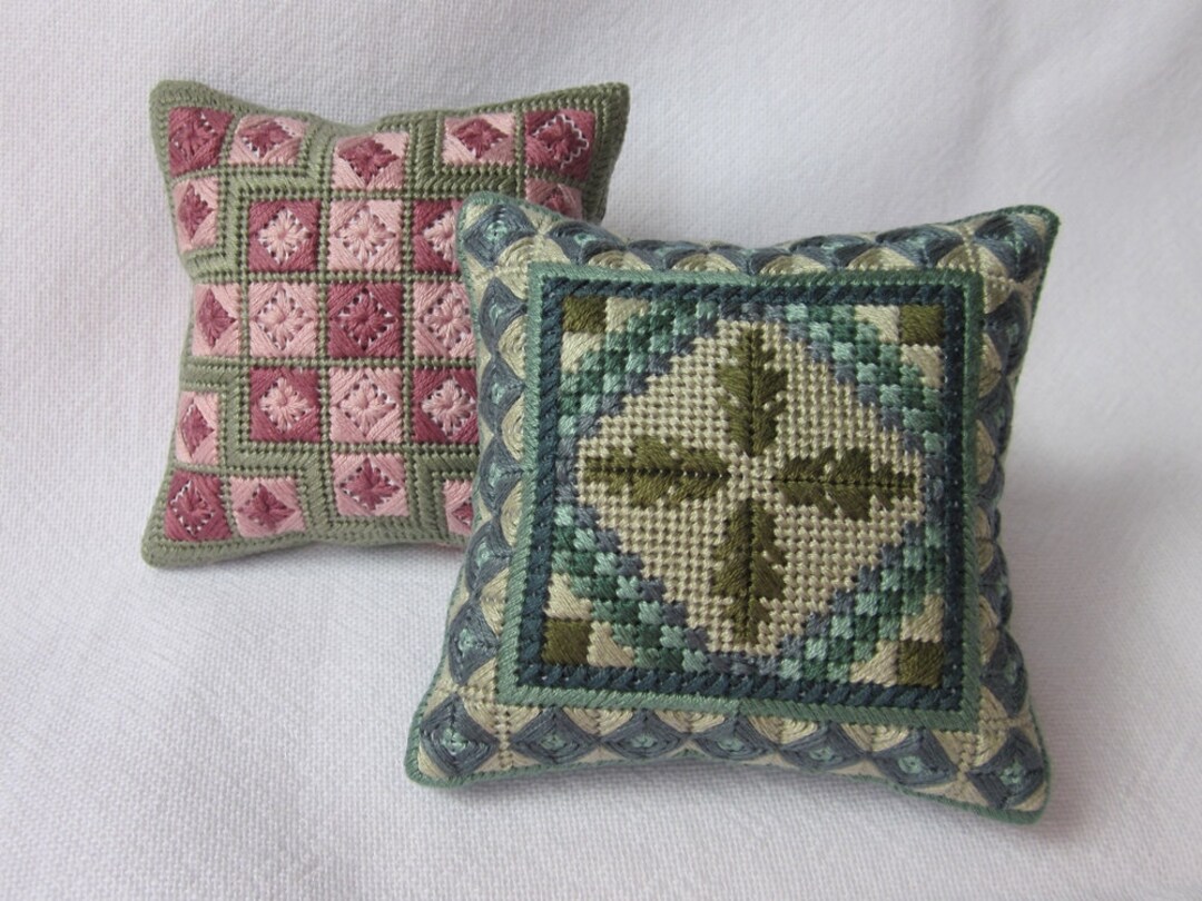 2 Canvas Work Pincushion Patterns, PDF Needlepoint Patterns, Hand