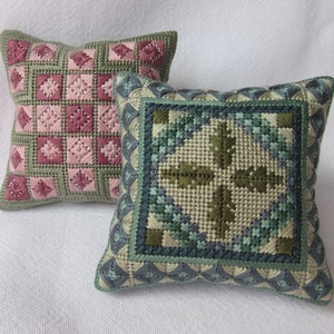 2 Canvas work pincushion patterns, PDF needlepoint patterns, hand embroidery pattern, Instant download
