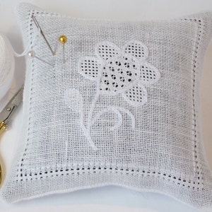 Pulled Thread Embroidery, Flower Sprig Pincushion Pattern, digital embroidery pattern, Instant download