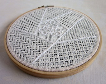 Pulled Thread, Digital Embroidery Pattern, Whitework embroidery, Embroidery sampler, Crazy Patch pulled thread embroidery pattern