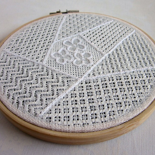 Pulled Thread, Digital Embroidery Pattern, Whitework embroidery, Embroidery sampler, Crazy Patch pulled thread embroidery pattern