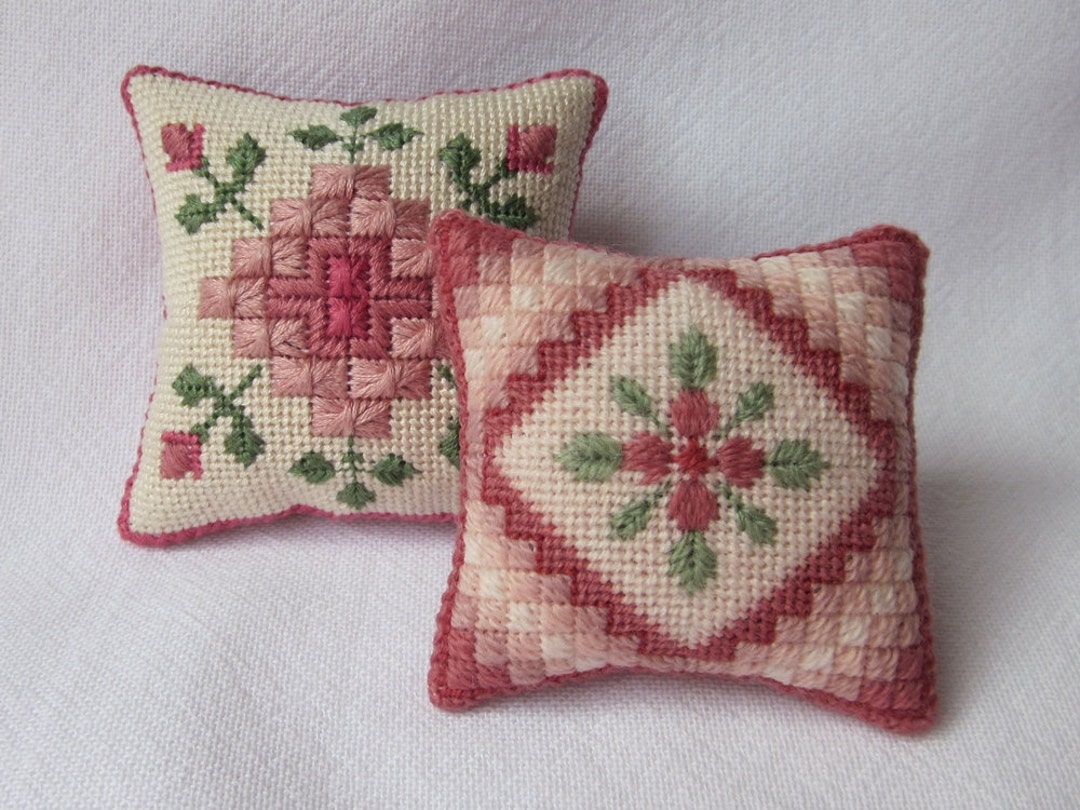 2 Canvas Work Embroidery Patterns for Pincushions, Digital Embroidery