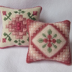 2 Canvas work embroidery patterns for pincushions, digital embroidery pattern, Instant download, PDF needlepoint pattern