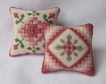 2 Canvas work embroidery patterns for pincushions, digital embroidery pattern, Instant download, PDF needlepoint pattern