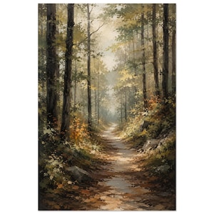 Forest Path Wall Art, Woodland Landscape Print, Organic Modern Nature Trail Decor