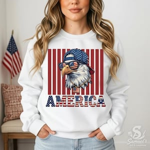 Patriotic Eagle Png, America Sublimation Design, USA Flag Shirt Graphic, 4th of July PNG, Retro American Eagle DTF