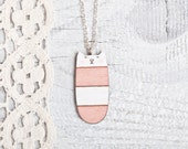 Pink Cat Necklace, Striped Pendant, Cats Charm, Animal Necklace, Kids Jewelry, Valentines Day Gift for Her, Cat Lover Gift