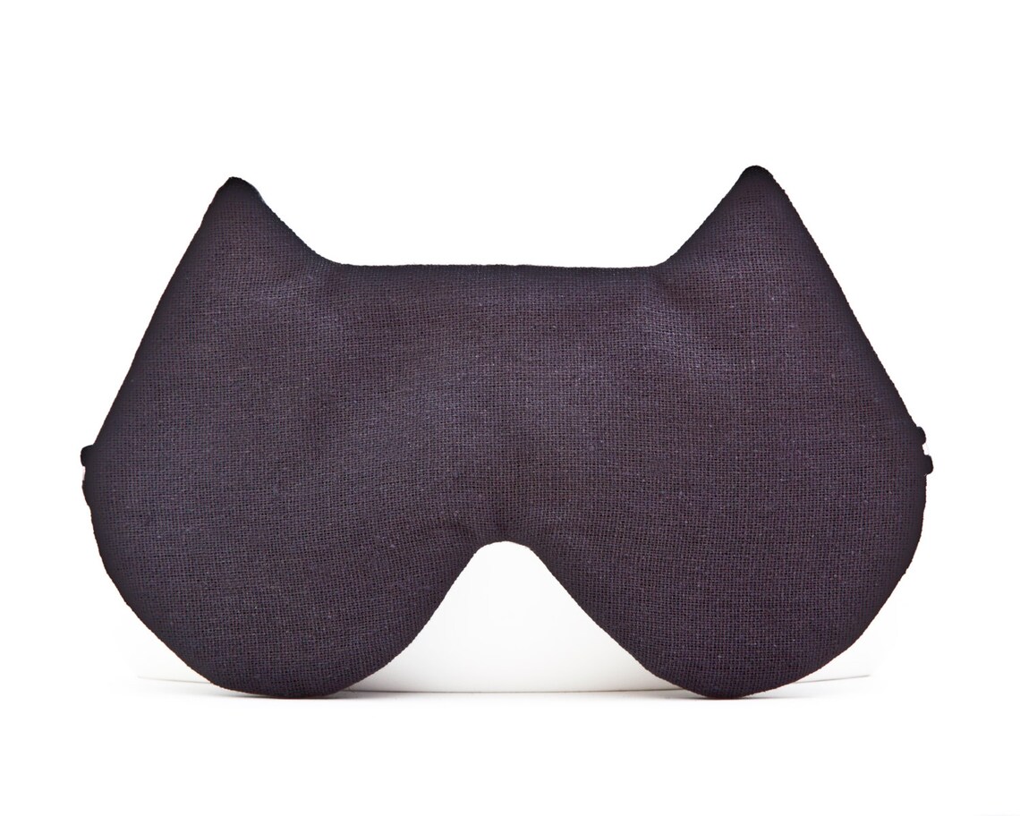 Cat Sleep Mask Cat Lover Gift Black Linen Sleeping Mask Etsy