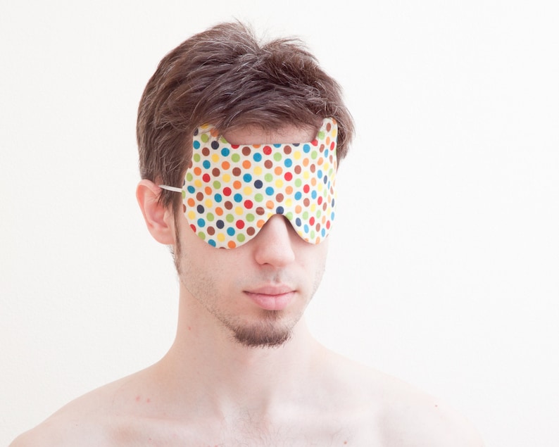Sleep Mask for Men Rainbow Sleep Mask Cotton Sleep Mask Dotted Colorful Travel Eye Mask Bear Sleep Mask Fathers Day Gift