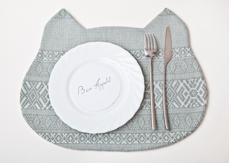 Cat Table Mats Blue Placemat Tribal Placemat Blue Kitchen Etsy
