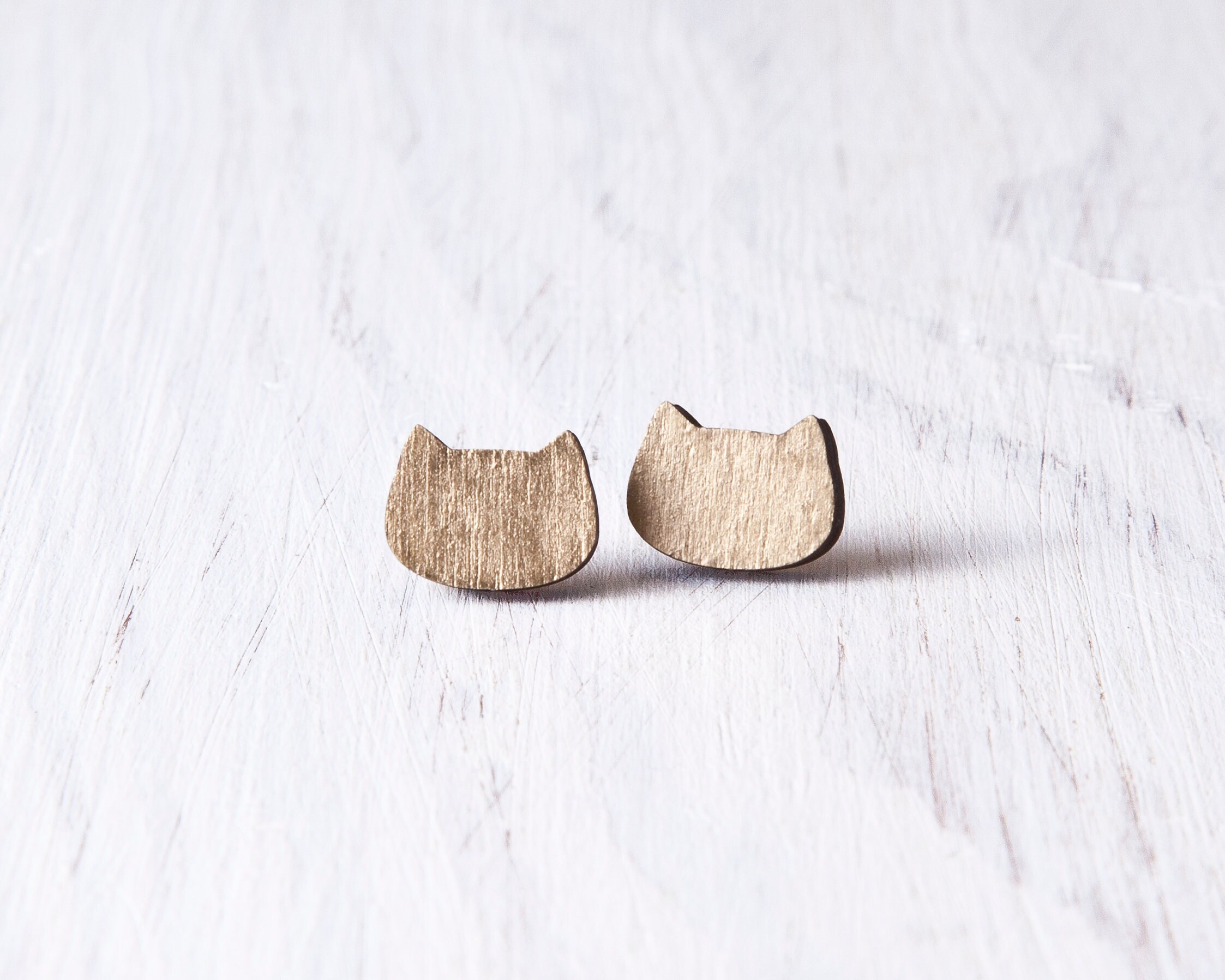 Cat Lover Gift Cat Stud Earrings Stud Earrings Cat Lover Wood Studs Wood Earrings Cat Jewelry Cat Earrings
