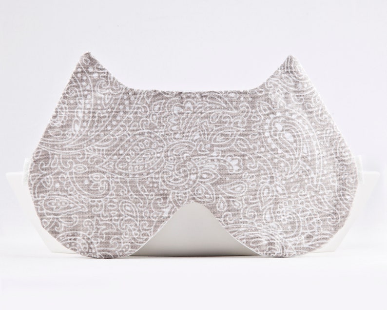 Paisley Sleep Mask for Women Beige Sleep Eye Mask Bachelorette Party Mask Cat Lover Gift Gift for New Mom