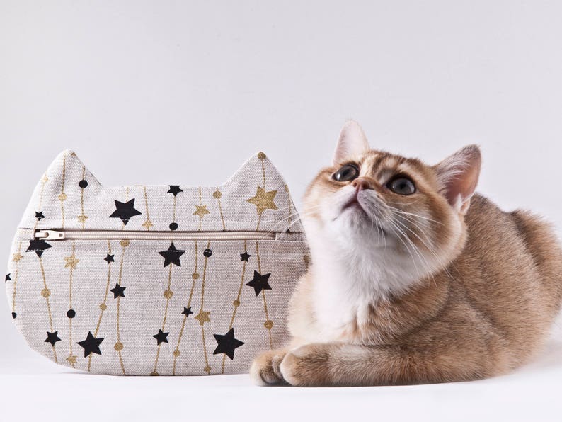 Cat Cosmetic Bag Stars Celestial Makeup Bag Cat Lover Gift Etsy