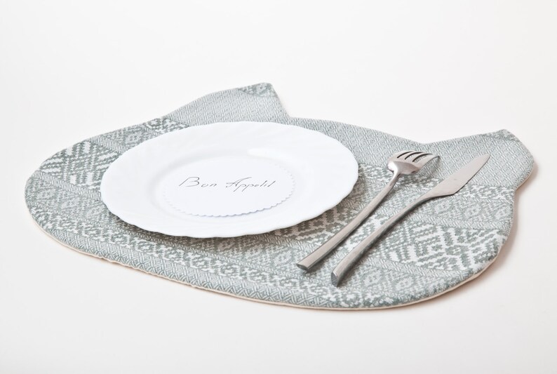 Cat Table Mats Blue Placemat Tribal Placemat Blue Kitchen Etsy