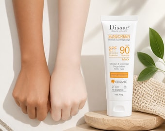 Moisturizing Sunscreen Cream SPF 90 | Face & Body Sun Protection | Lightweight Daily Skincare | Oil Control Sun Care