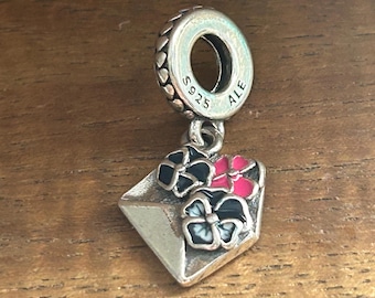 Pandora Pansy Flower Envelope Dangle Charm #790787C01