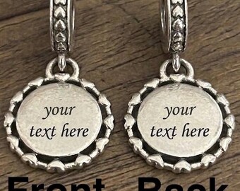 Custom Name S925 Sterling Silver Charm Personalized Engraved  Text Bracelet charm necklace charm custom name