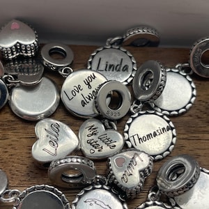 Custom Name S925 Sterling Silver Charm Personalized Engraved Text Bracelet charm necklace charm Bild 15