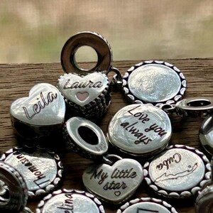 Custom Name S925 Sterling Silver Charm Personalized Engraved Text Bracelet charm necklace charm Bild 14
