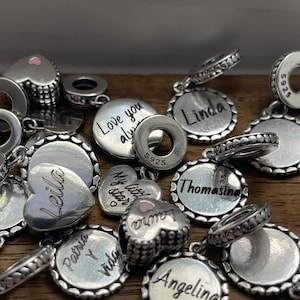 Custom Name S925 Sterling Silver Charm Personalized Engraved Text Bracelet charm necklace charm Bild 16