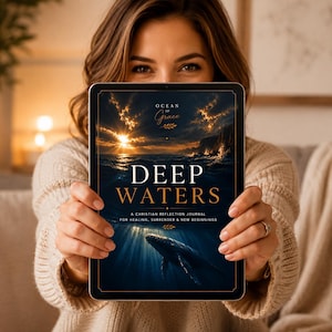 Deep Waters kristen tidskrift för kvinnor | Trosbaserad helande tidskrift | Arbetsbok för guidad reflektion | Utskrivbar PDF