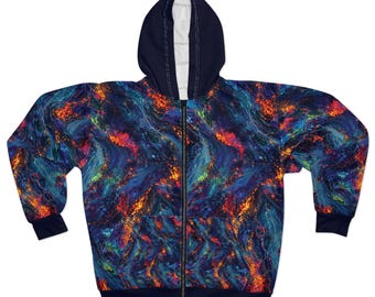 Sudadera con capucha y cremallera con estampado de remolino de la galaxia de la Nebulosa Ópalo