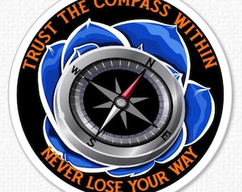 Trust the Compass Within Sticker | Inspirational Compass & Lotus Vinyl Decal | Motivational Waterproof Laptop Water Bottle Gift