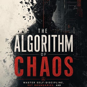 May include: A book cover titled The Algorithm of Chaos by Orlando Young. The design features a dark, fragmented silhouette of a human head against a black and white background with digital grid lines and red text accents throughout the title.