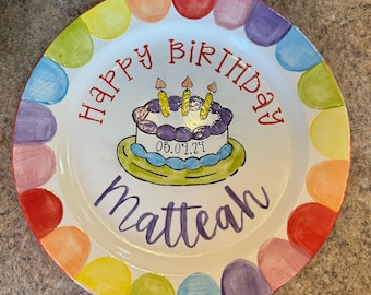Plato de cumpleaños pintado a mano
