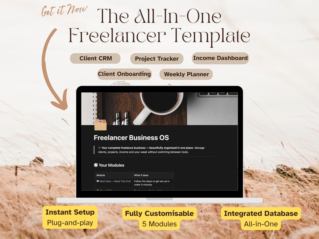 Freelancer Business OS Notion Template | Client CRM, Income Dashboard ...