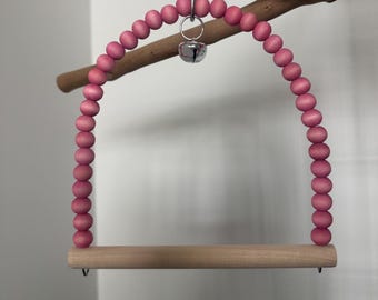 Pink Bird Swing with 5" Natural Perch for Small & Medium Birds