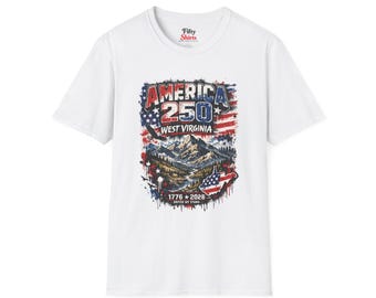 America 250 West Virginia Vintage Flagge Gedenk Tee