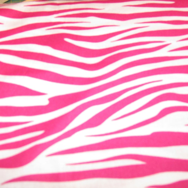 Hot Pink and White Zebra Cotton Fabric by Metro Living