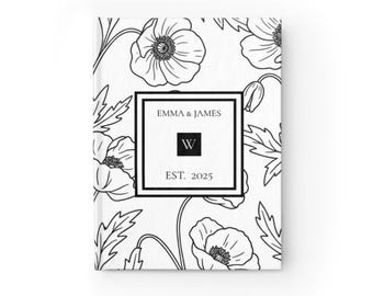 Personalized Wedding Journal | Classic Black And White Engagement Gift | Custom Bride Notebook | Wedding Planning Journal