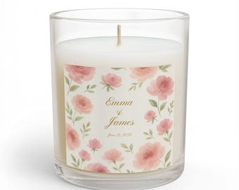Personalized Soy Candle | Floral Engagement Gift | Custom Candle for Bride | She Said Yes Candle