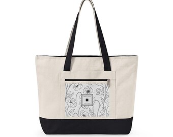 Personalized Canvas Tote Bag | Classic Black And White Engagement Gift | Custom Bride Tote | She Said Yes Gift Bag